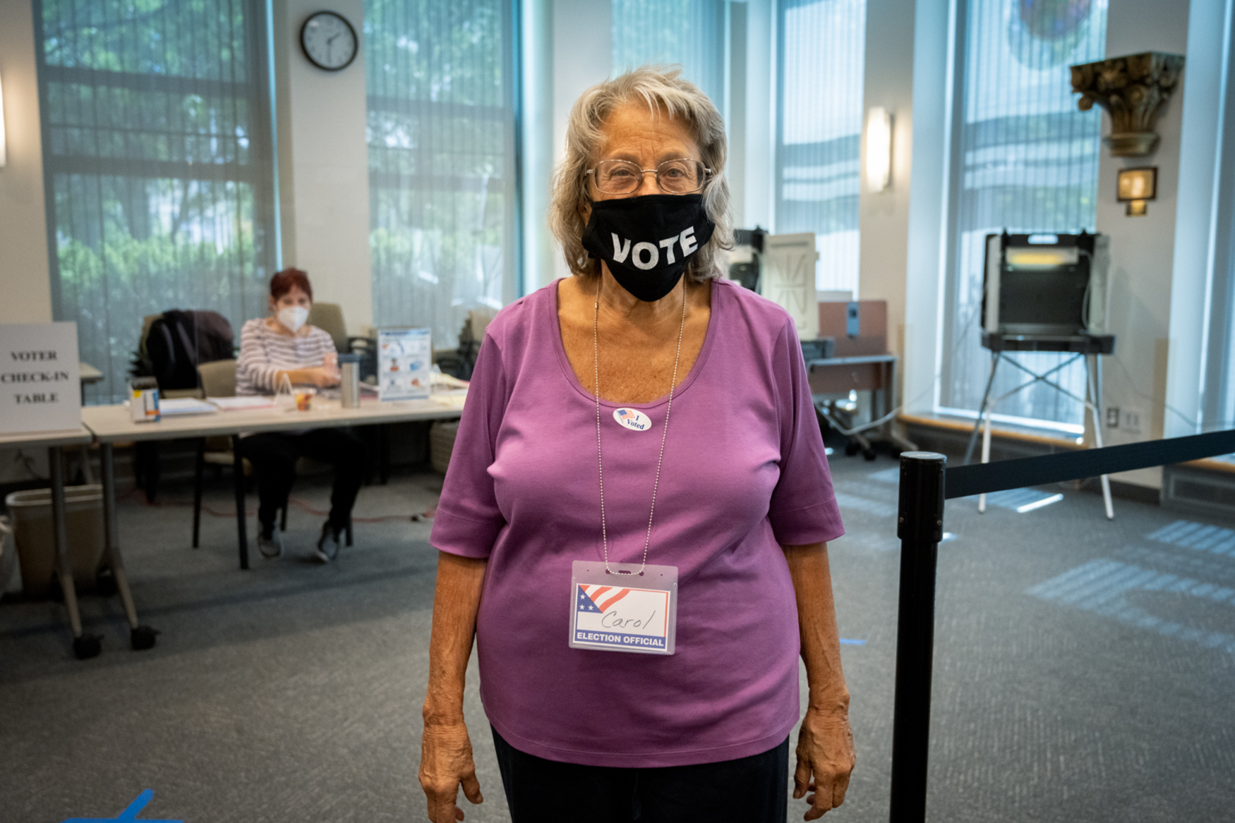 poll worker with vote mask